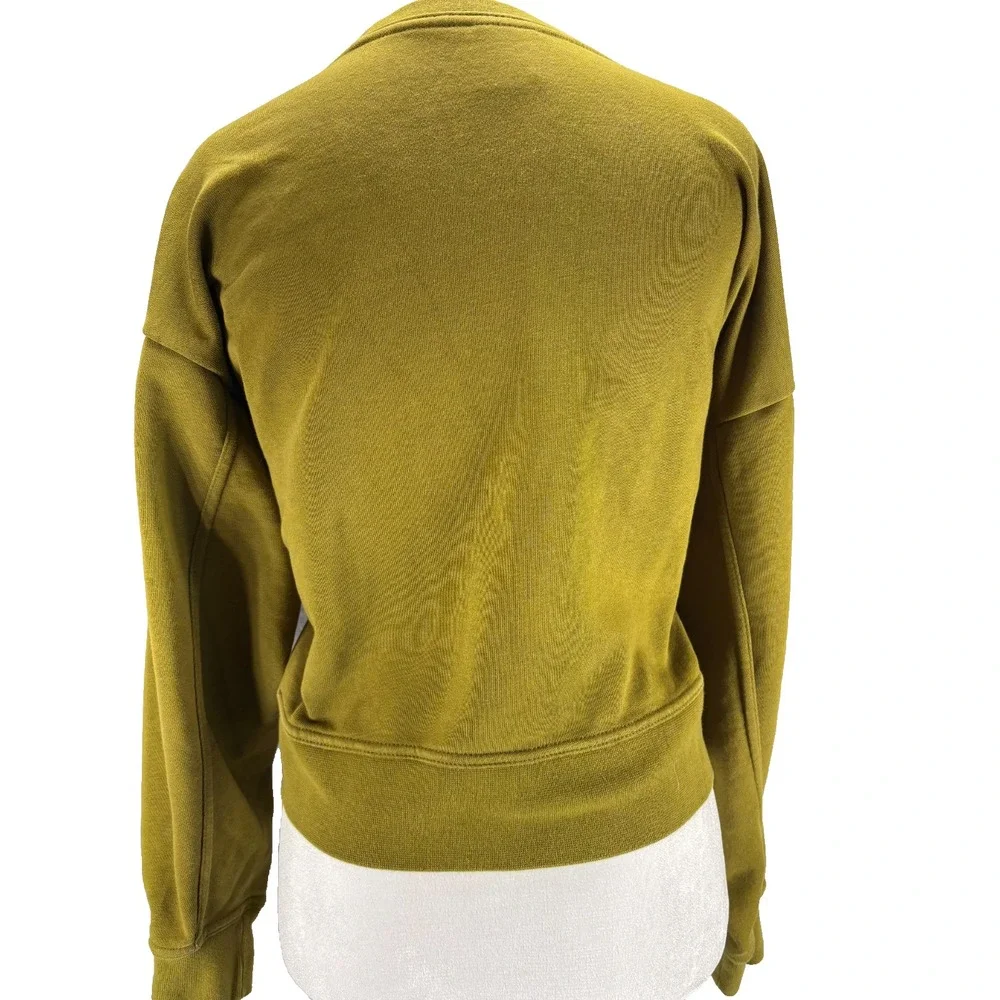 Nike Olive Green Cropped Sweatshirt Chenille‎ Swoosh Small Athleisure - Picture 5 of 11